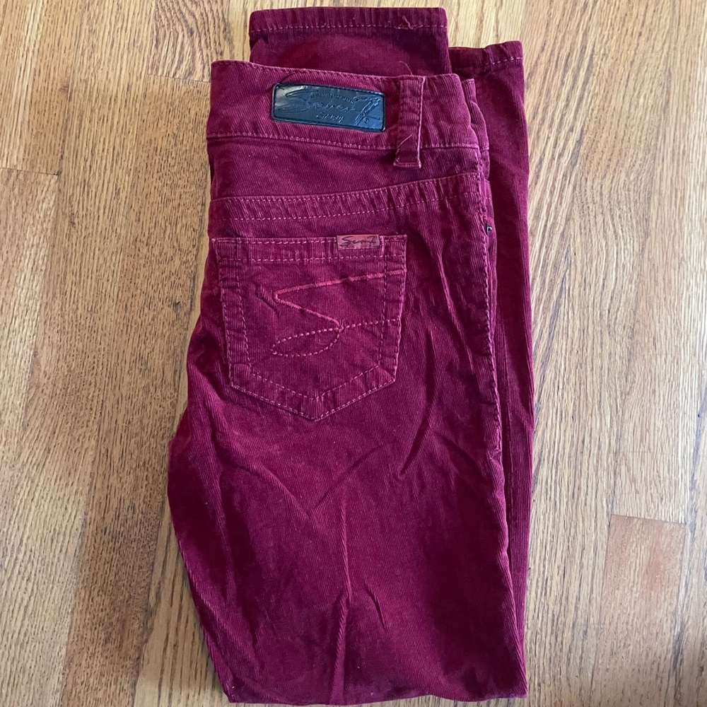 Seven7 Women’s Maroon Skinny Corduroy Pants - Picture 2 of 6